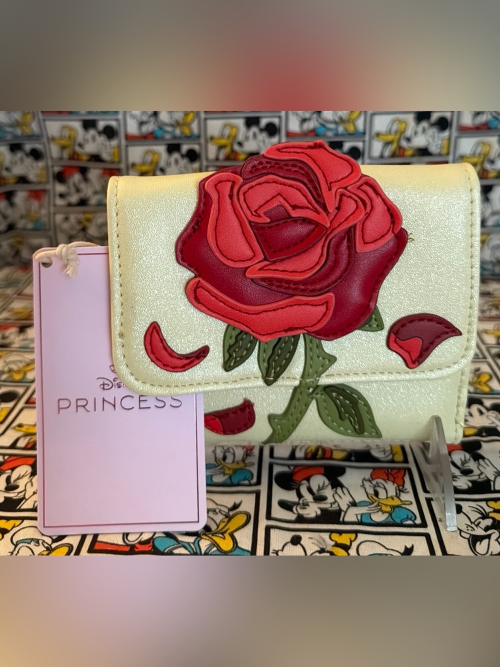Loungefly Disney Beauty and The Beast Enchanted Rose Shimmer Wallet NWT 2026